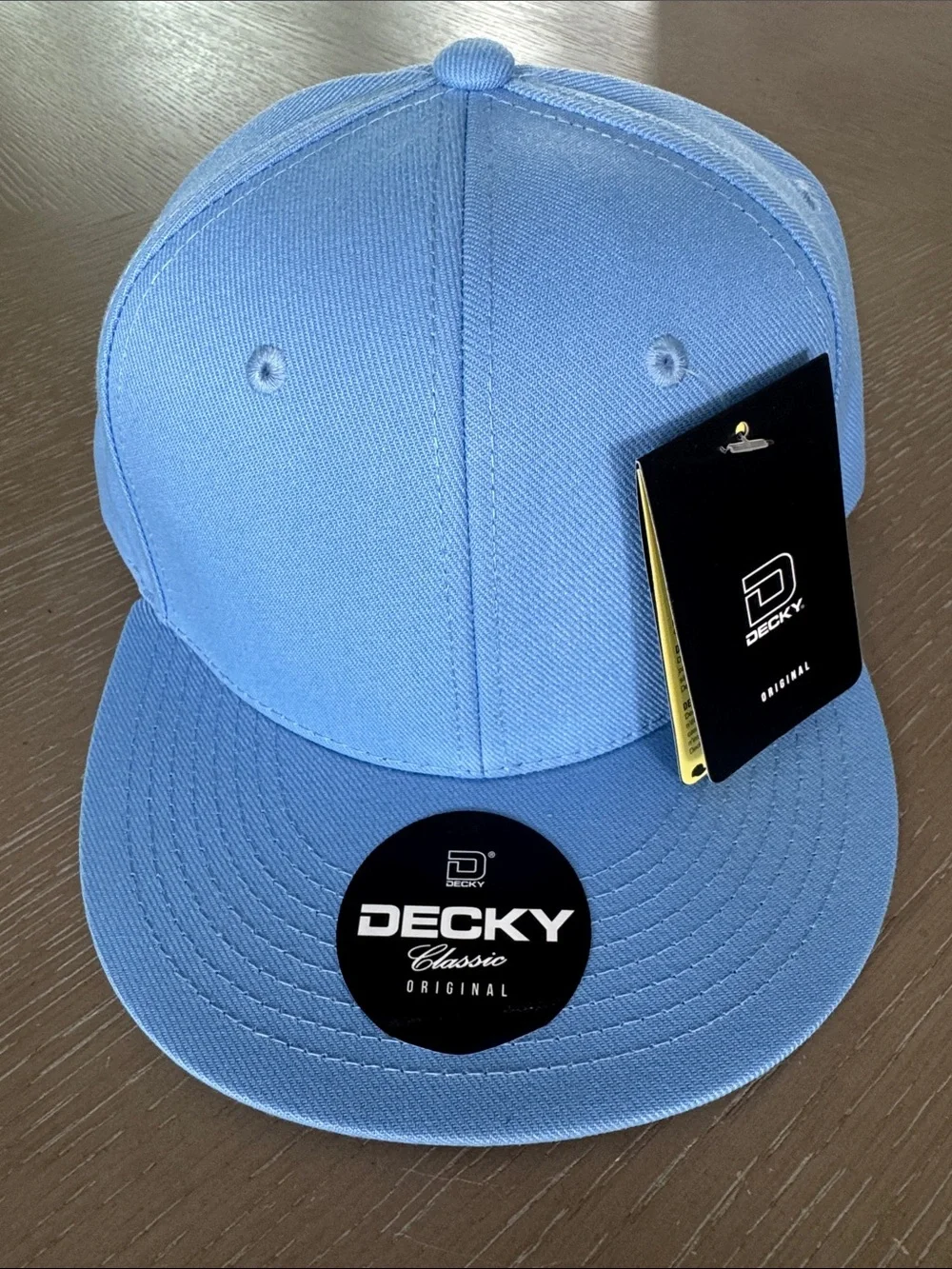 New DECKY Classic Original Flat Brim Hat - Light Sky Blue